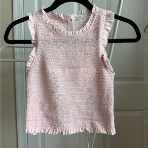 LIBÉ Pink Ruffled Smoked Crop Top